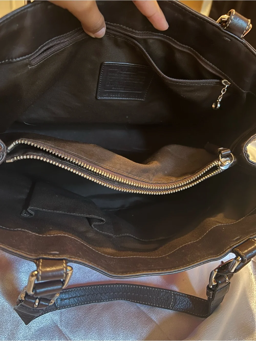 Coach Pink Signature Canvas Tote with Dark Brown Leather Accents